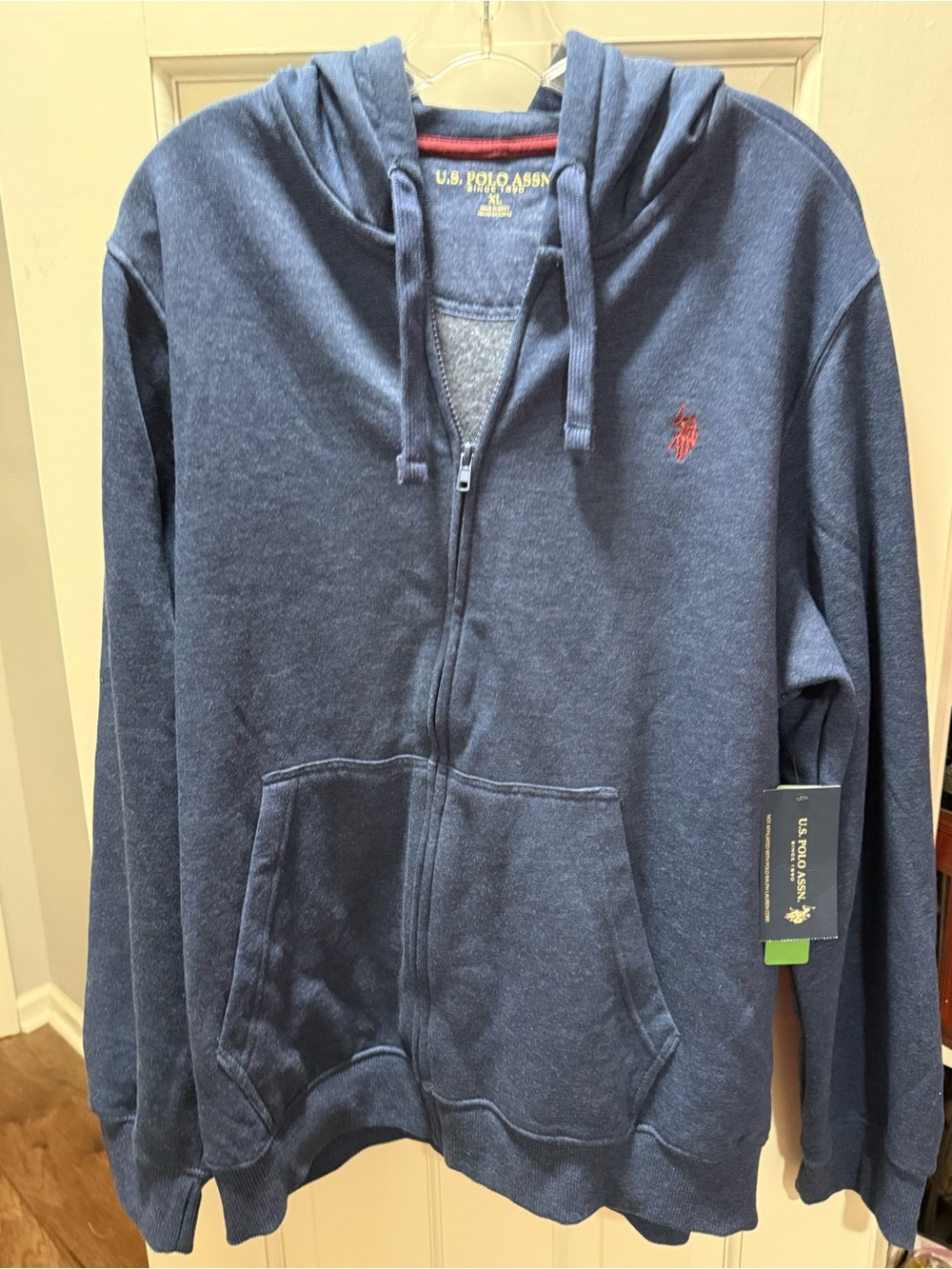 U.S. Polo Assn. Navy Zip-Up Hooded Sweater with Red Pony